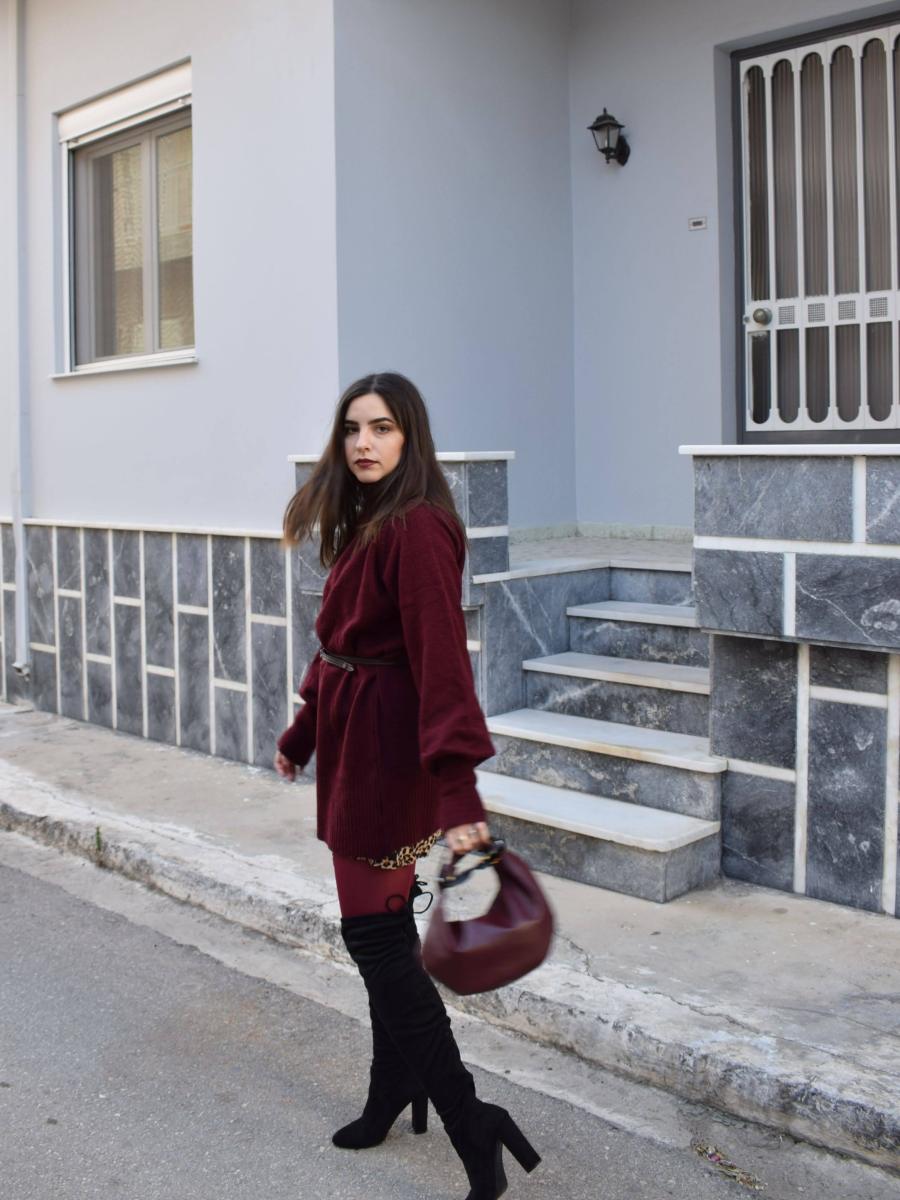 Wine Slouched Sleeves ft Trendyol |&nbsp;OOTD
