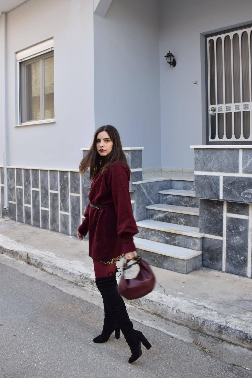 Wine Slouched Sleeves ft Trendyol |&nbsp;OOTD